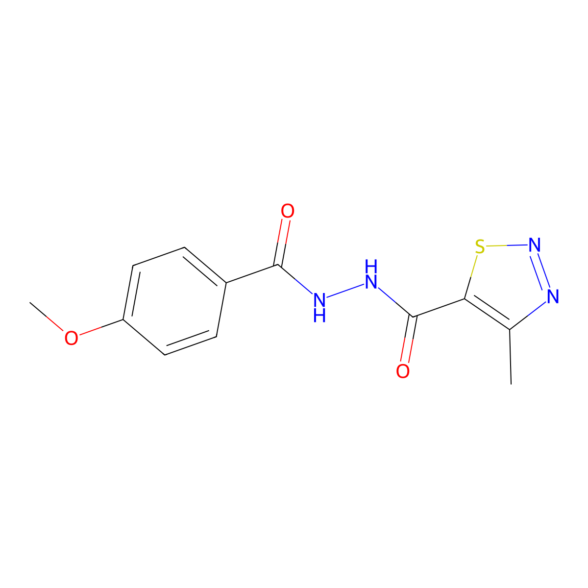 4-Methyl-1,2,3-thiadiazole-5-carboxylic acid 2-(4-methoxybenzoyl)hydrazide molecular structure, CAS 708209-86-3