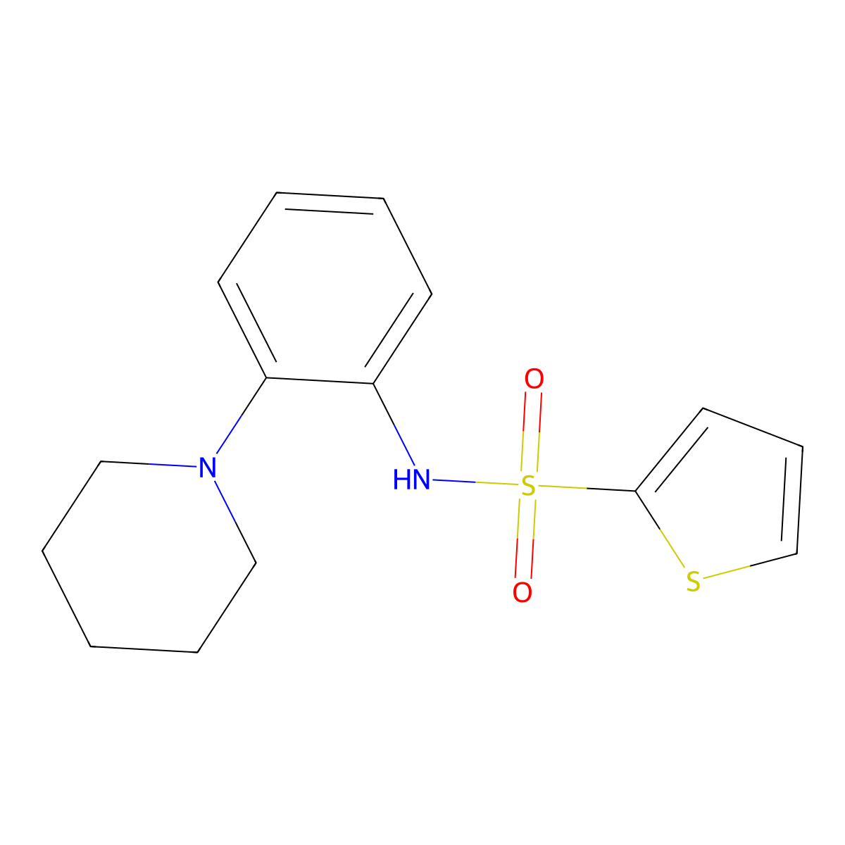 N-[2-(piperidin-1-yl)phenyl]thiophene-2-sulfonamide molecular structure, CAS 708210-02-0
