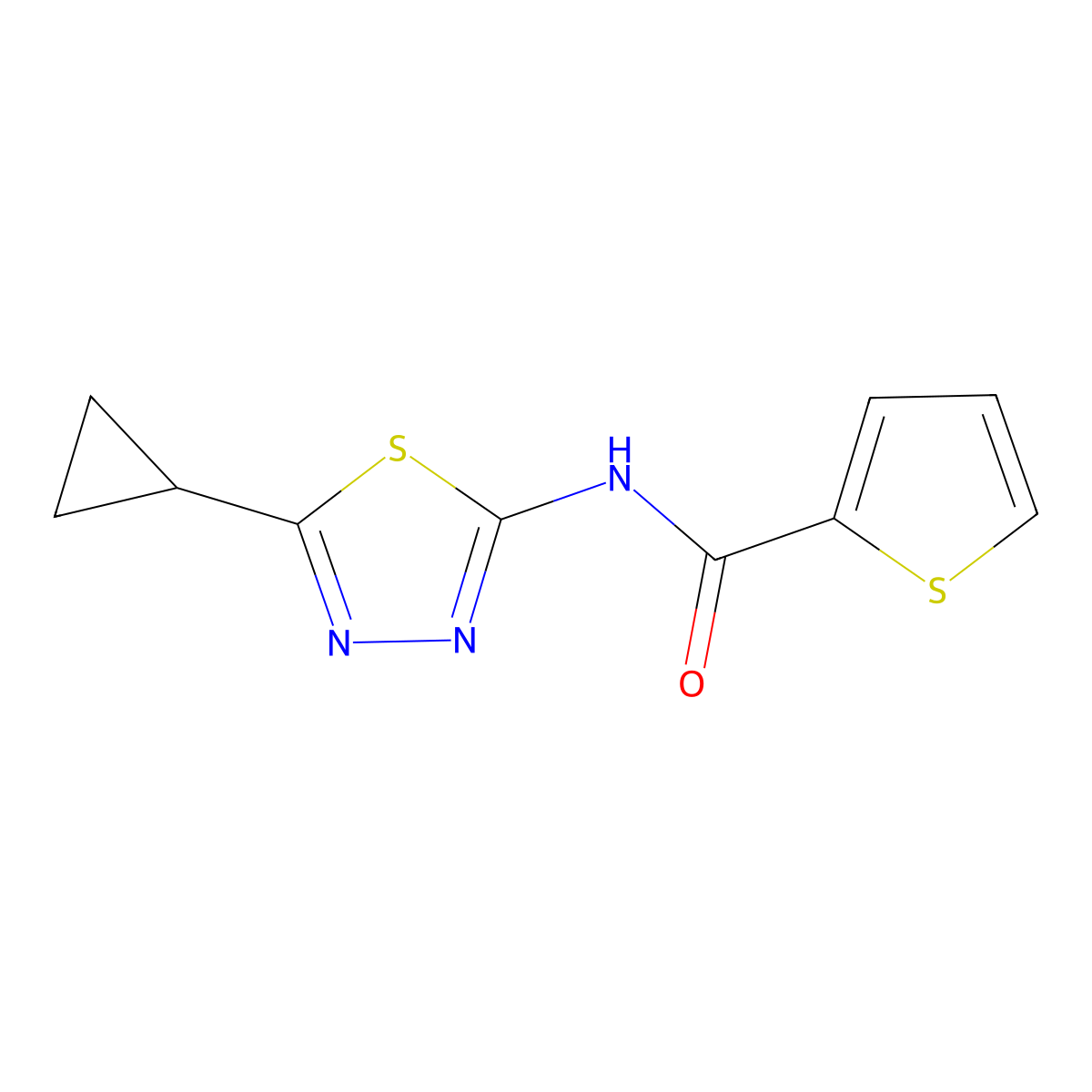 N-(5-cyclopropyl-1,3,4-thiadiazol-2-yl)thiophene-2-carboxamide molecular structure, CAS 708210-05-3