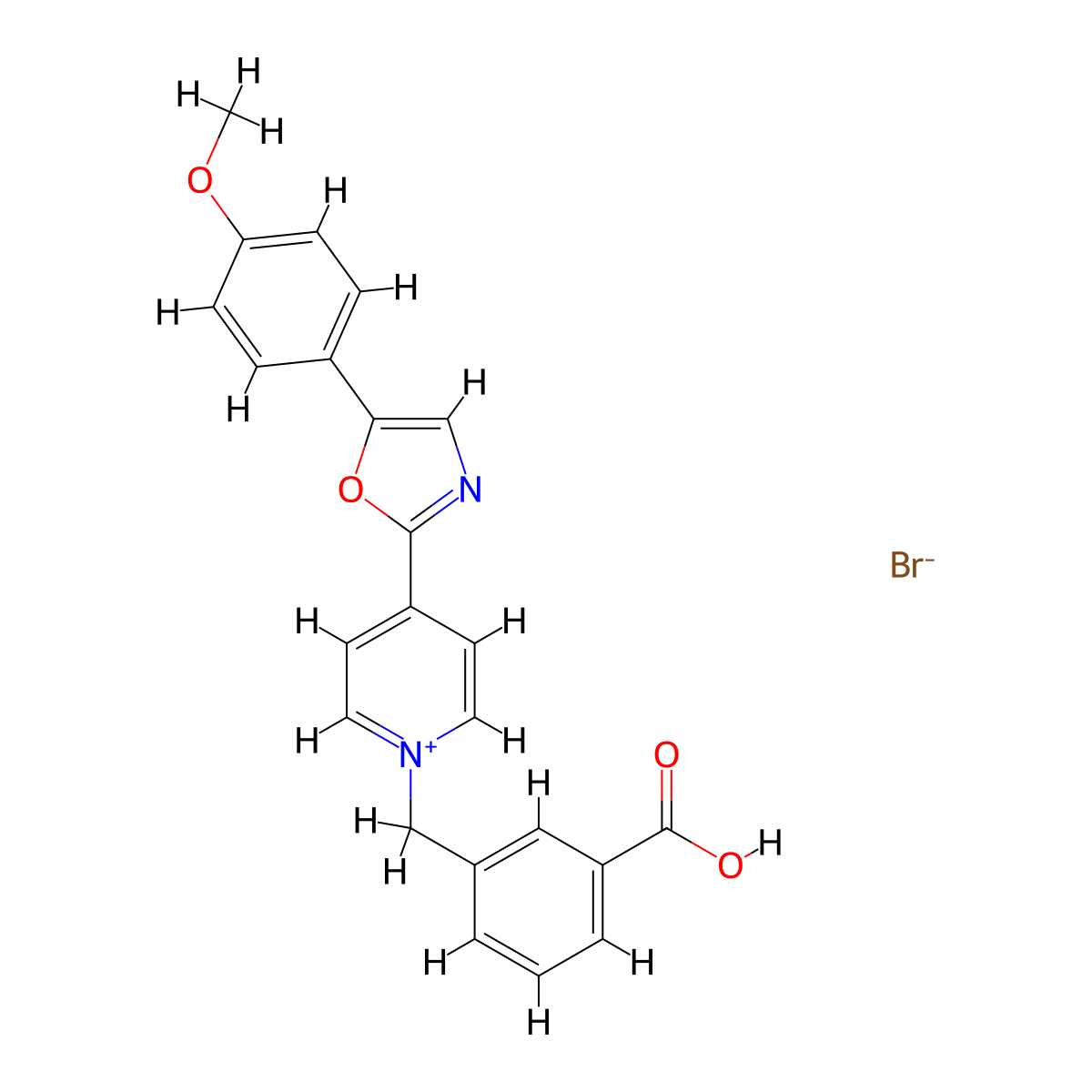 1-(3-Carboxybenzyl)-4-(5-(4-methoxyphenyl)oxazol-2-yl)pyridin-1-ium bromide molecular structure, CAS 708212-85-5
