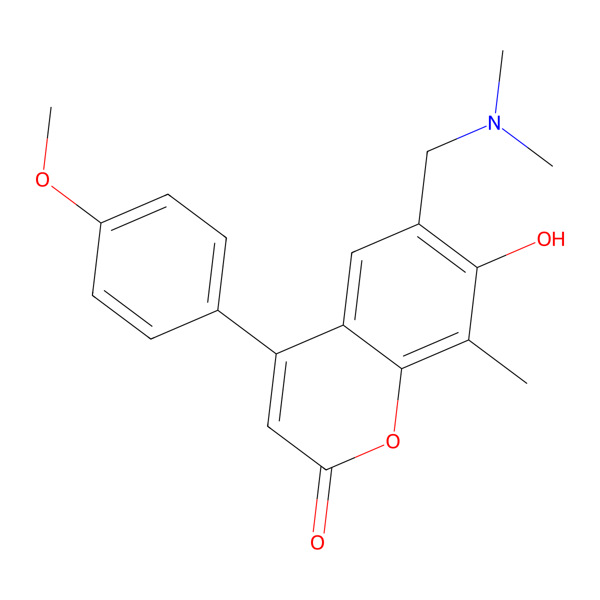 6-[(dimethylamino)methyl]-7-hydroxy-4-(4-methoxyphenyl)-8-methyl-2H-chromen-2-one molecular structure, CAS 708213-79-0