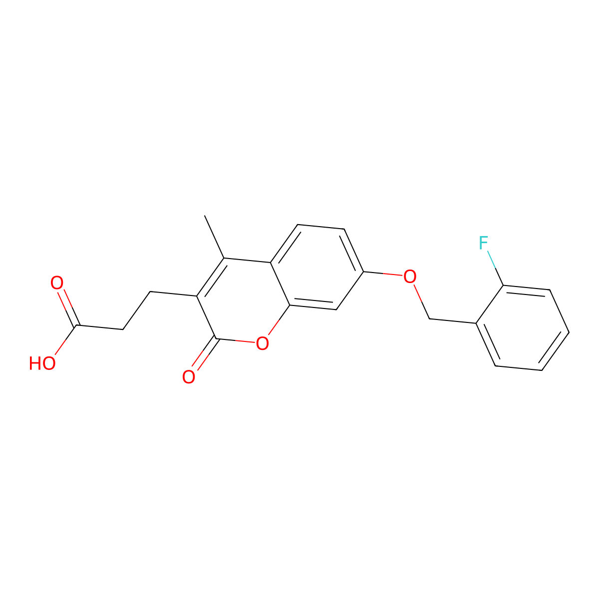 3-{7-[(2-fluorobenzyl)oxy]-4-methyl-2-oxo-2H-chromen-3-yl}propanoic acid molecular structure, CAS 708213-85-8