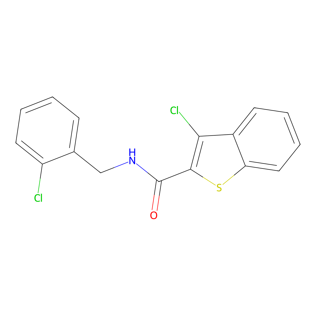 3-chloro-N-[(2-chlorophenyl)methyl]-1-benzothiophene-2-carboxamide molecular structure, CAS 708213-97-2