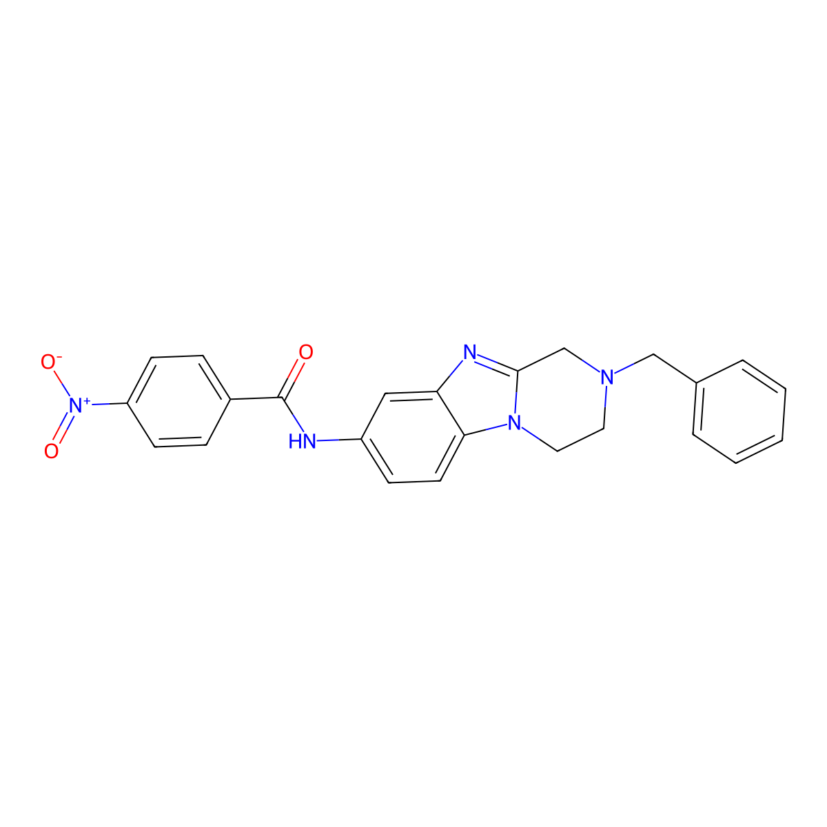 N-(2-benzyl-3,4-dihydro-1H-pyrazino[1,2-a]benzimidazol-8-yl)-4-nitrobenzamide molecular structure, CAS 708214-00-0