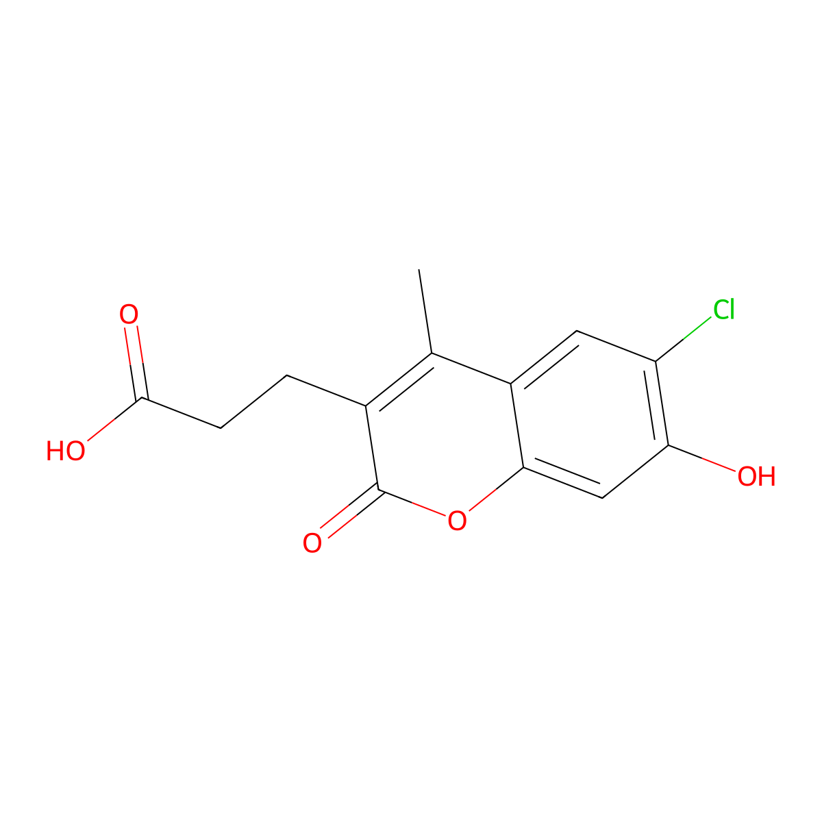 3-(6-chloro-7-hydroxy-4-methyl-2-oxo-2H-chromen-3-yl)propanoic acid molecular structure, CAS 708214-15-7