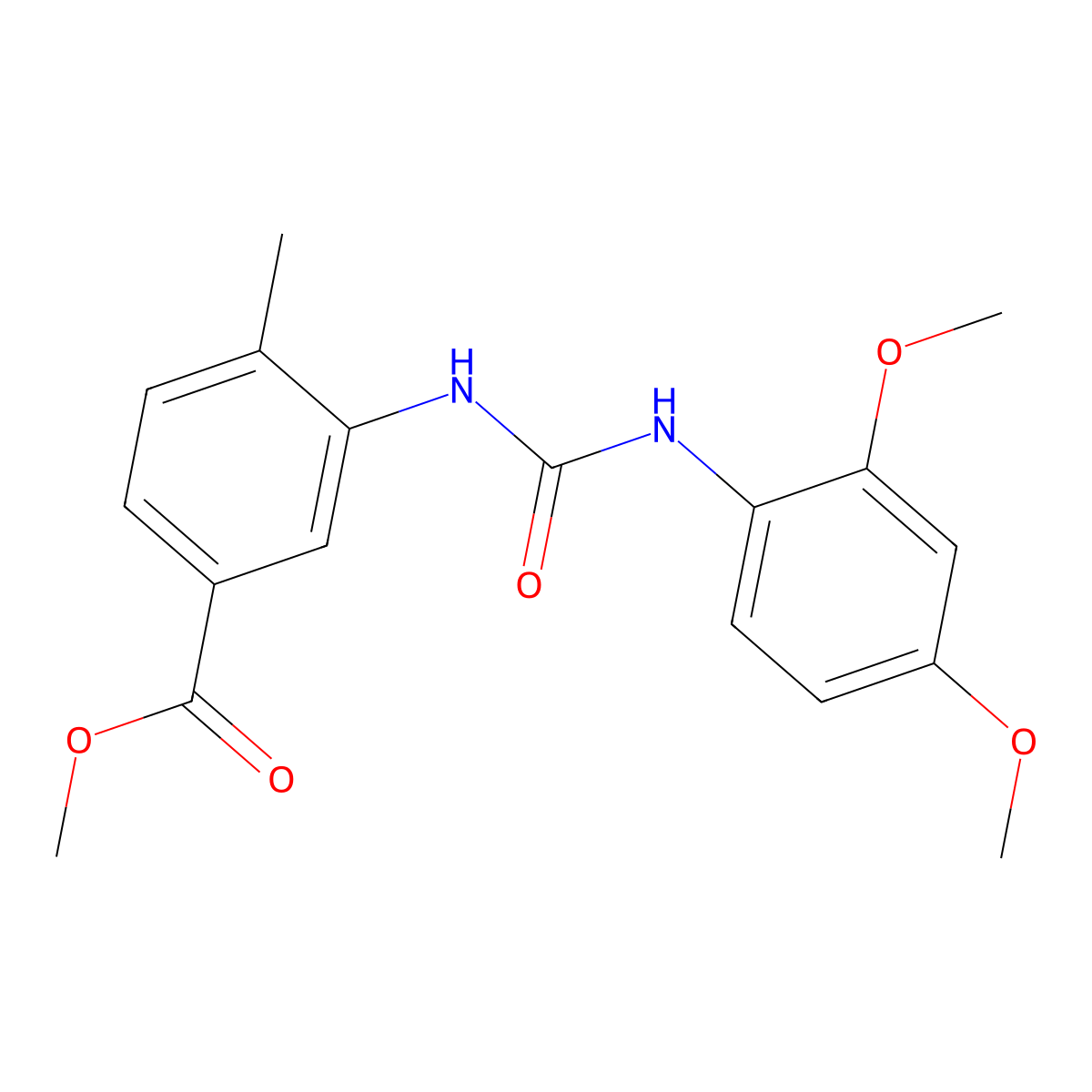 Methyl 3-{[(2,4-dimethoxyphenyl)carbamoyl]amino}-4-methylbenzoate molecular structure, CAS 708214-52-2