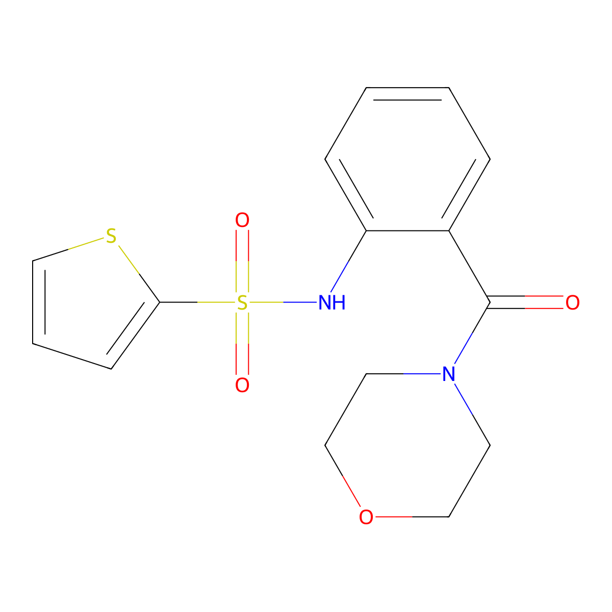 N-[2-(morpholine-4-carbonyl)phenyl]thiophene-2-sulfonamide molecular structure, CAS 708214-56-6
