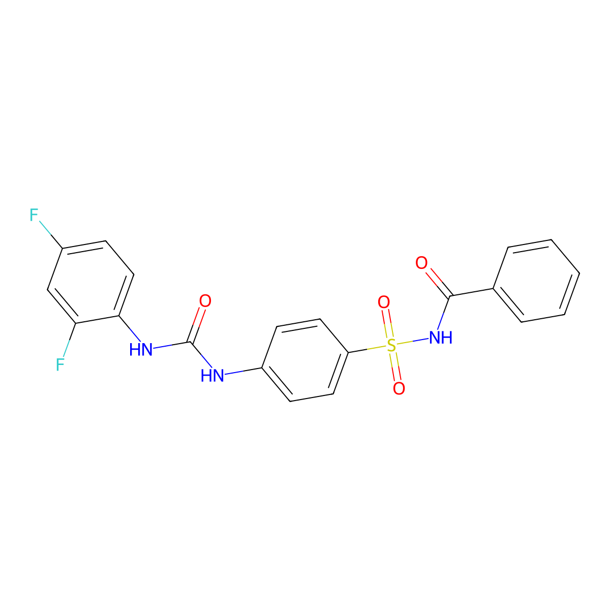 N-[4-[(2,4-difluorophenyl)carbamoylamino]phenyl]sulfonylbenzamide molecular structure, CAS 708214-69-1