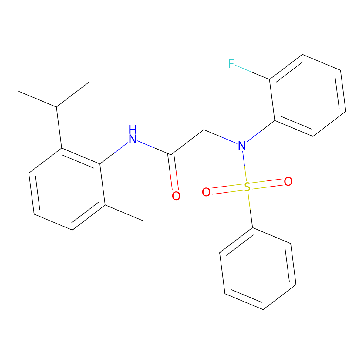 2-[N-(benzenesulfonyl)-2-fluoroanilino]-N-(2-methyl-6-propan-2-ylphenyl)acetamide molecular structure, CAS 708215-17-2