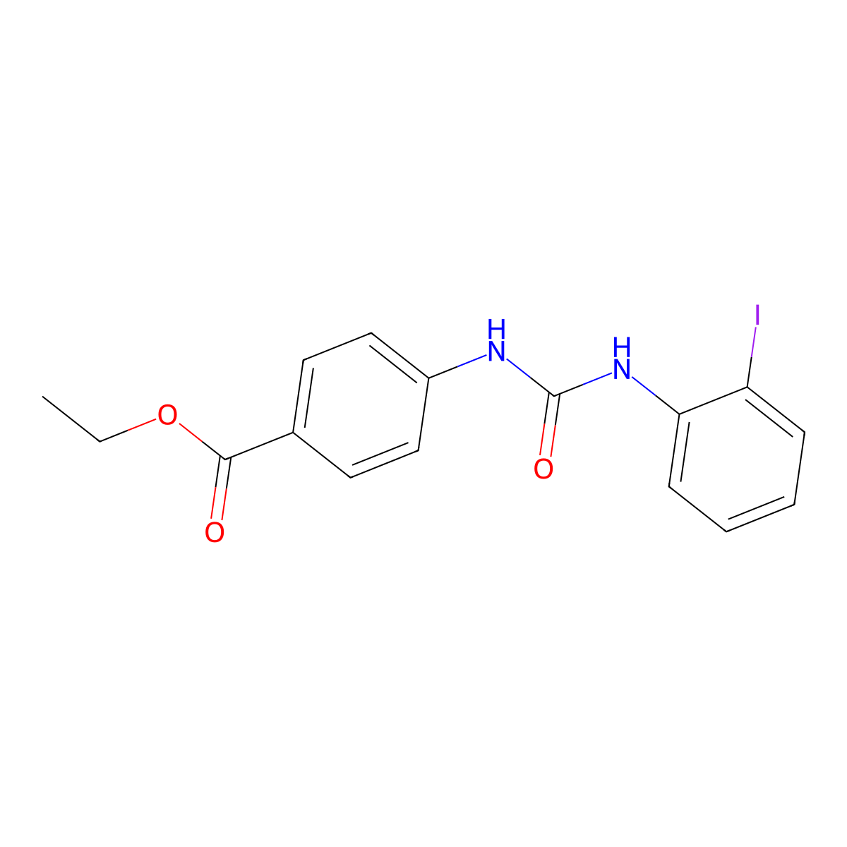 Ethyl 4-{[(2-iodophenyl)carbamoyl]amino}benzoate molecular structure, CAS 708215-21-8