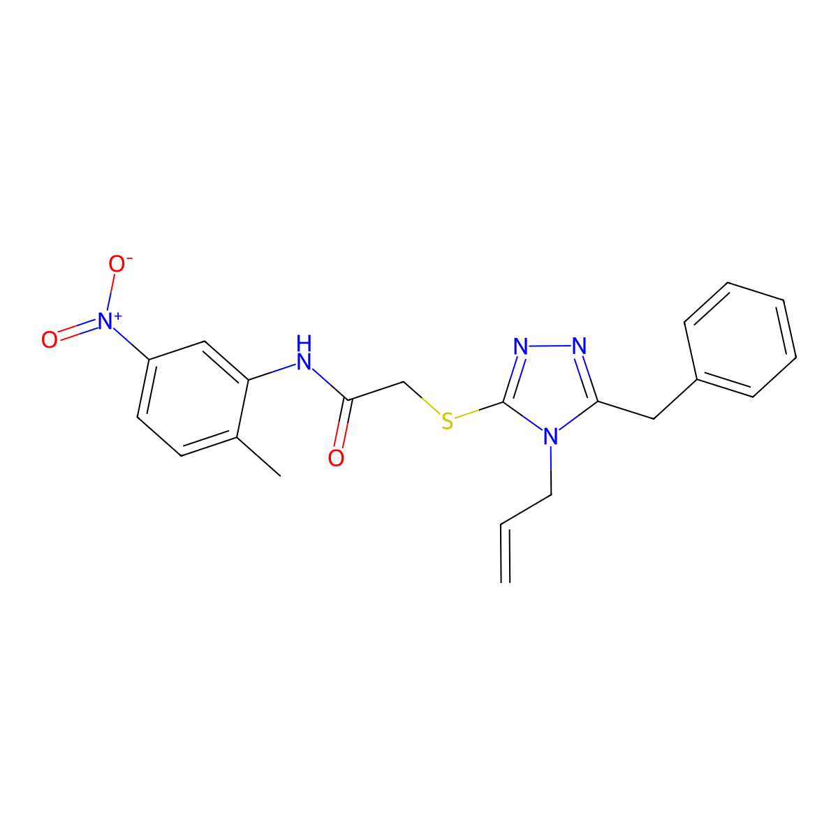 2-[(5-benzyl-4-prop-2-enyl-1,2,4-triazol-3-yl)sulfanyl]-N-(2-methyl-5-nitrophenyl)acetamide molecular structure, CAS 708215-24-1