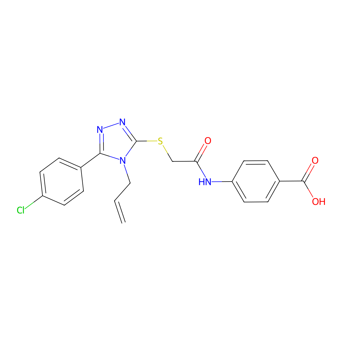 4-[({[5-(4-chlorophenyl)-4-(prop-2-en-1-yl)-4H-1,2,4-triazol-3-yl]sulfanyl}acetyl)amino]benzoic acid molecular structure, CAS 708215-40-1