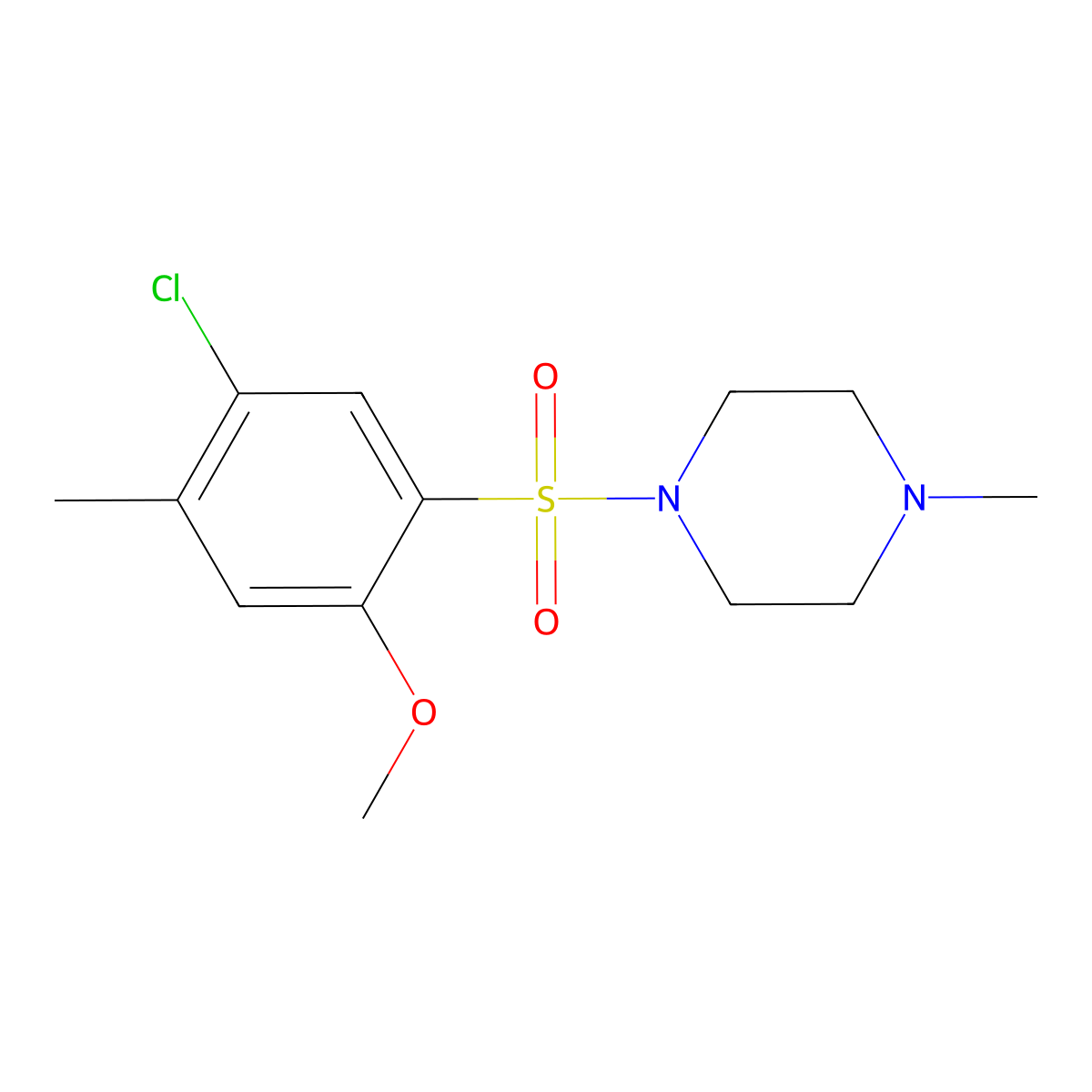 1-((5-Chloro-2-methoxy-4-methylphenyl)sulfonyl)-4-methylpiperazine molecular structure, CAS 708215-44-5