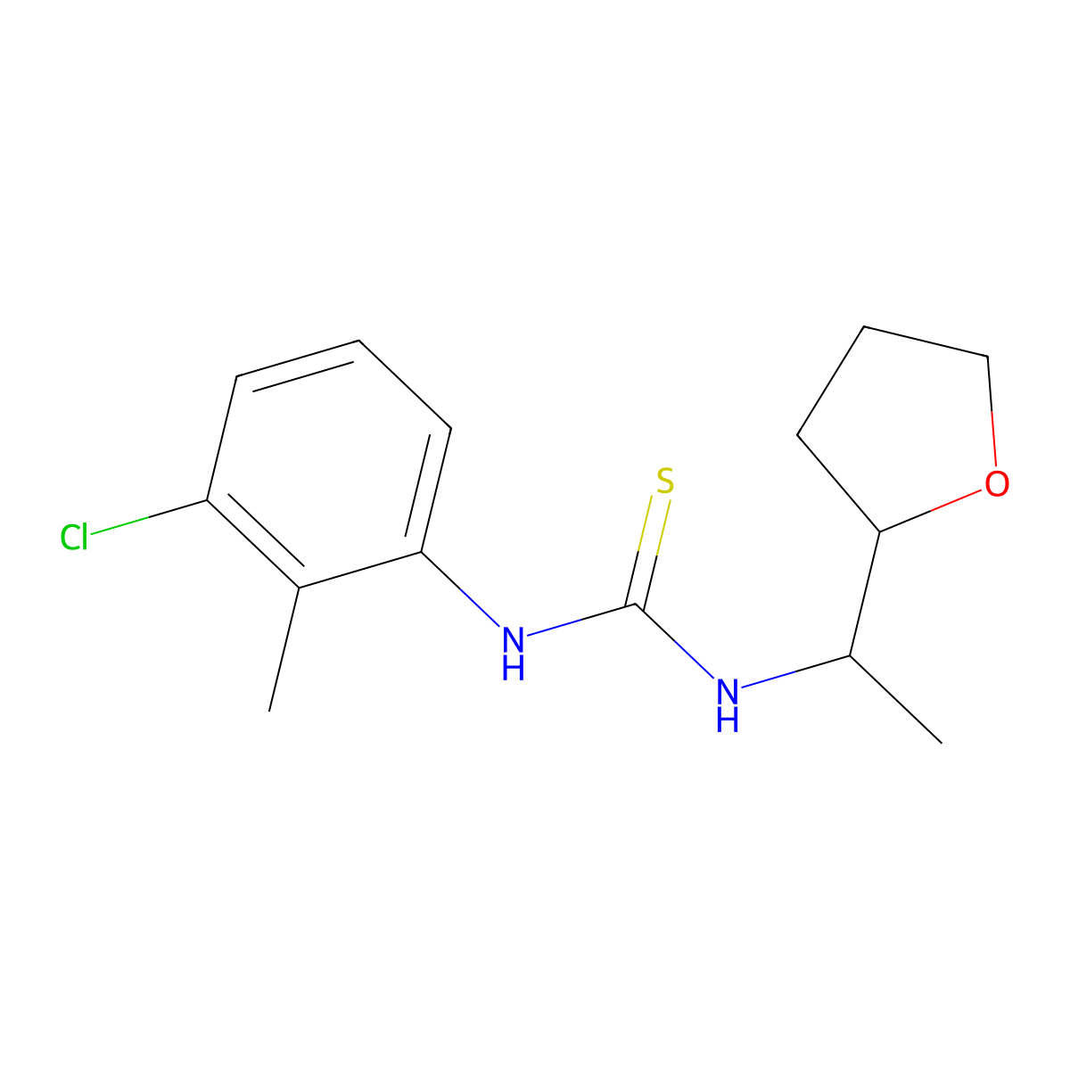 1-(3-Chloro-2-methylphenyl)-3-[1-(oxolan-2-yl)ethyl]thiourea molecular structure, CAS 708215-51-4