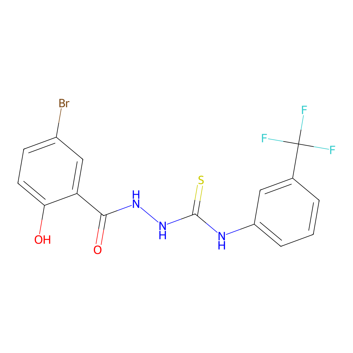 1-[(5-Bromo-2-hydroxybenzoyl)amino]-3-[3-(trifluoromethyl)phenyl]thiourea molecular structure, CAS 708215-66-1