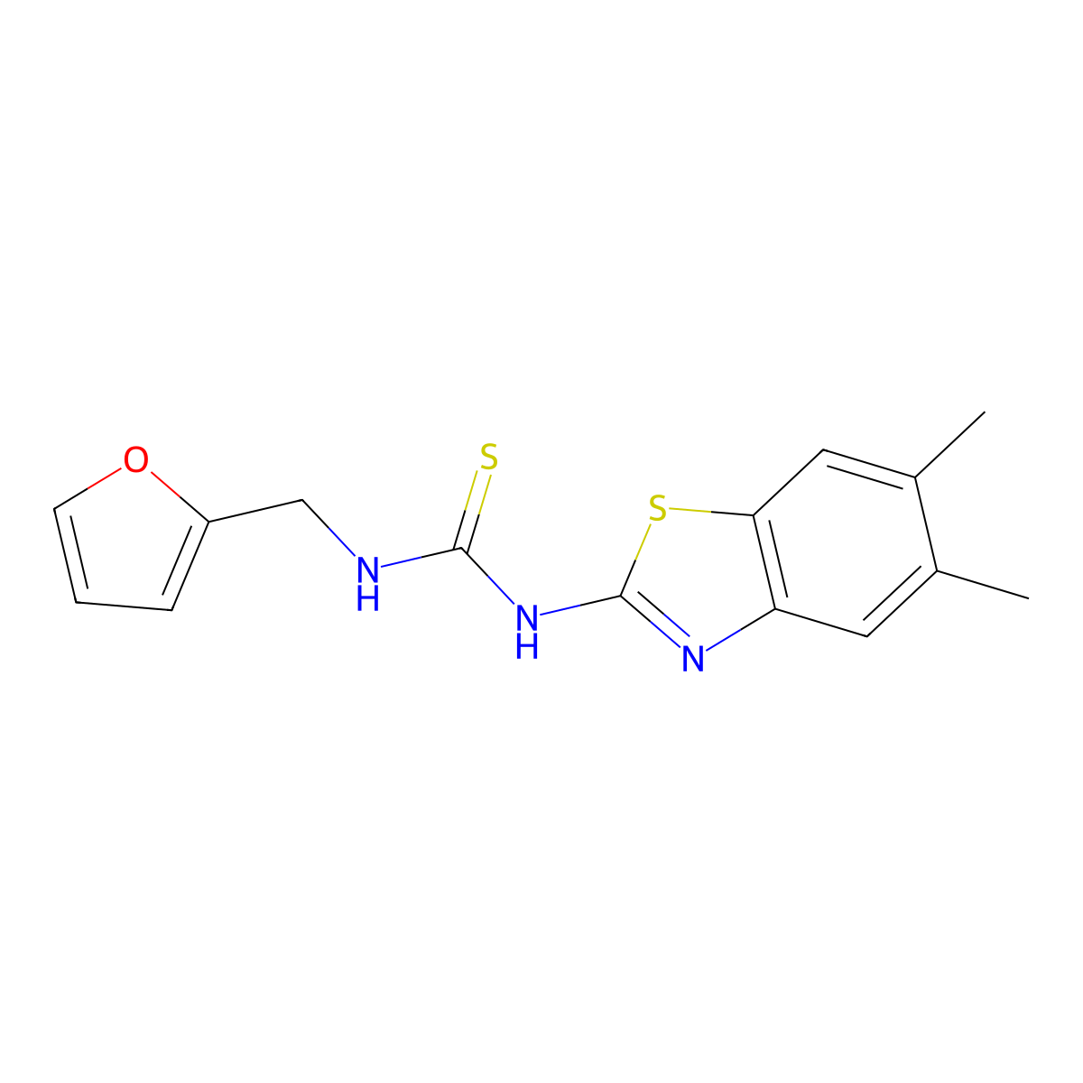 1-(5,6-Dimethyl-1,3-benzothiazol-2-yl)-3-(furan-2-ylmethyl)thiourea molecular structure, CAS 708215-76-3