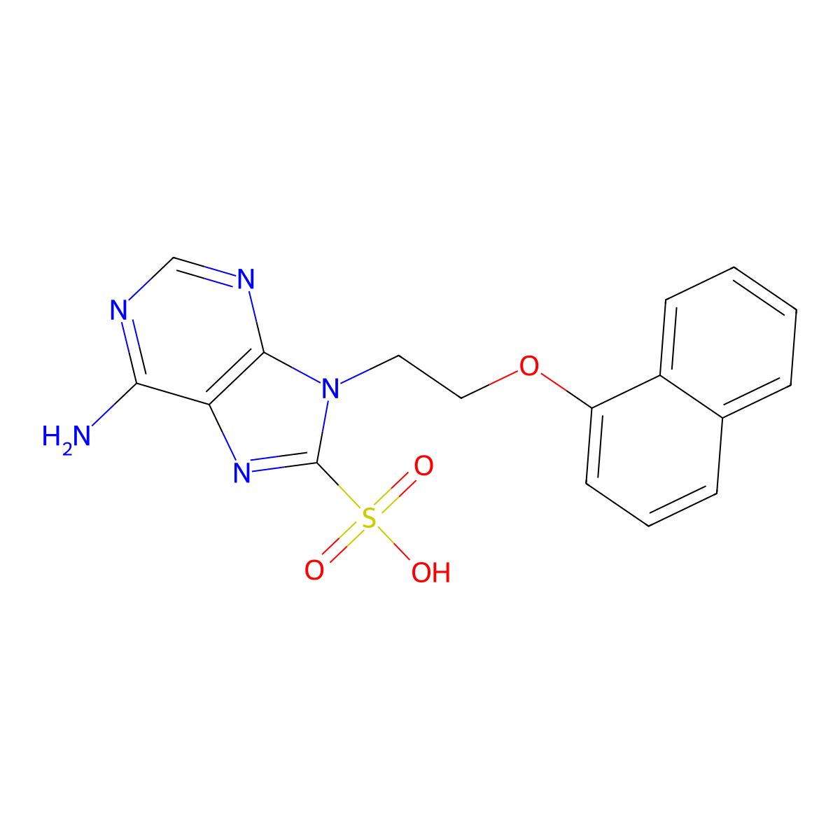 6-Amino-9-(2-naphthalen-1-yloxyethyl)purine-8-sulfonic acid molecular structure, CAS 708215-94-5