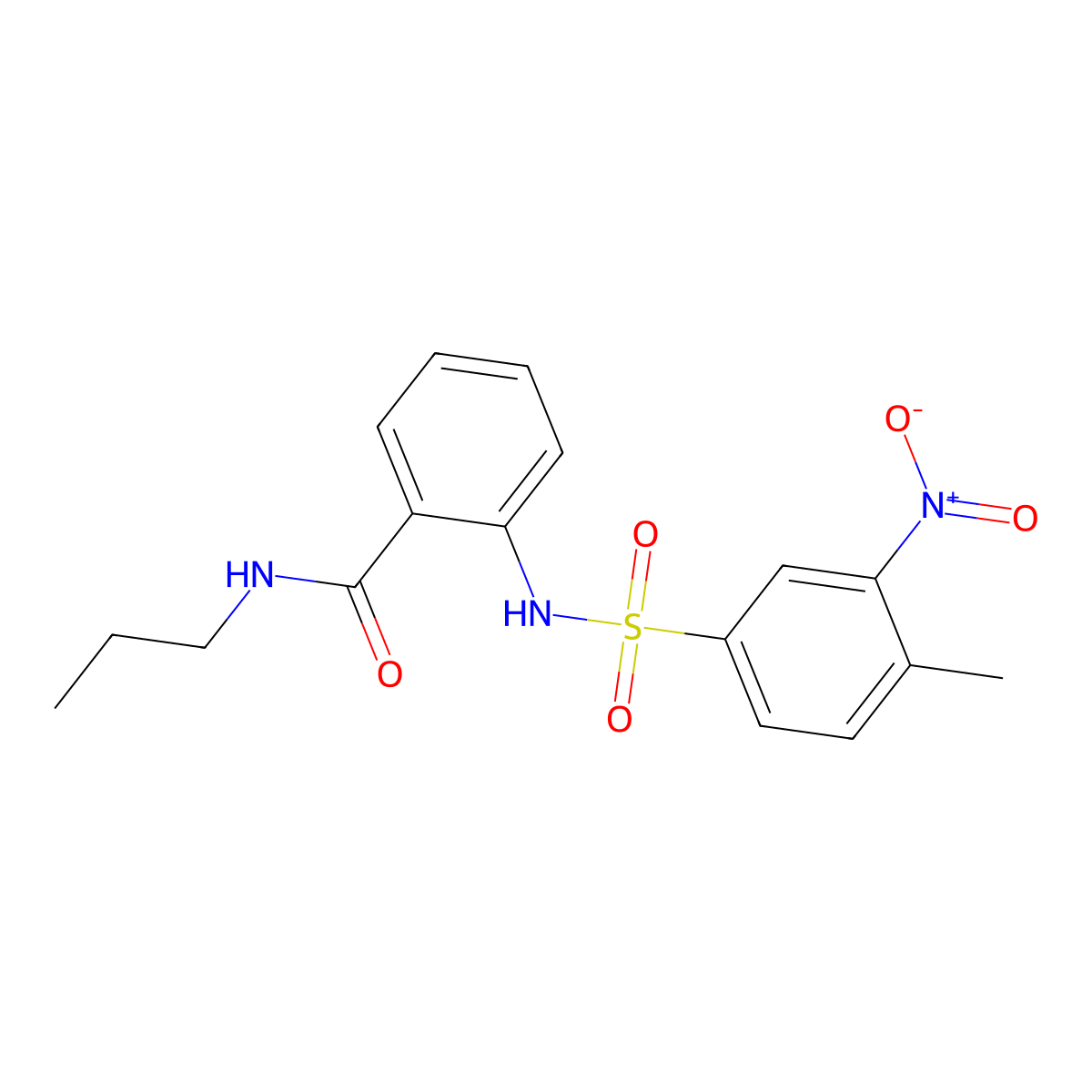 2-[(4-methyl-3-nitrophenyl)sulfonylamino]-N-propylbenzamide molecular structure, CAS 708215-96-7
