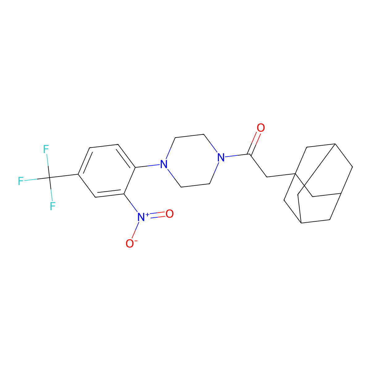 2-(1-Adamantyl)-1-[4-[2-nitro-4-(trifluoromethyl)phenyl]piperazin-1-yl]ethanone molecular structure, CAS 708216-01-7