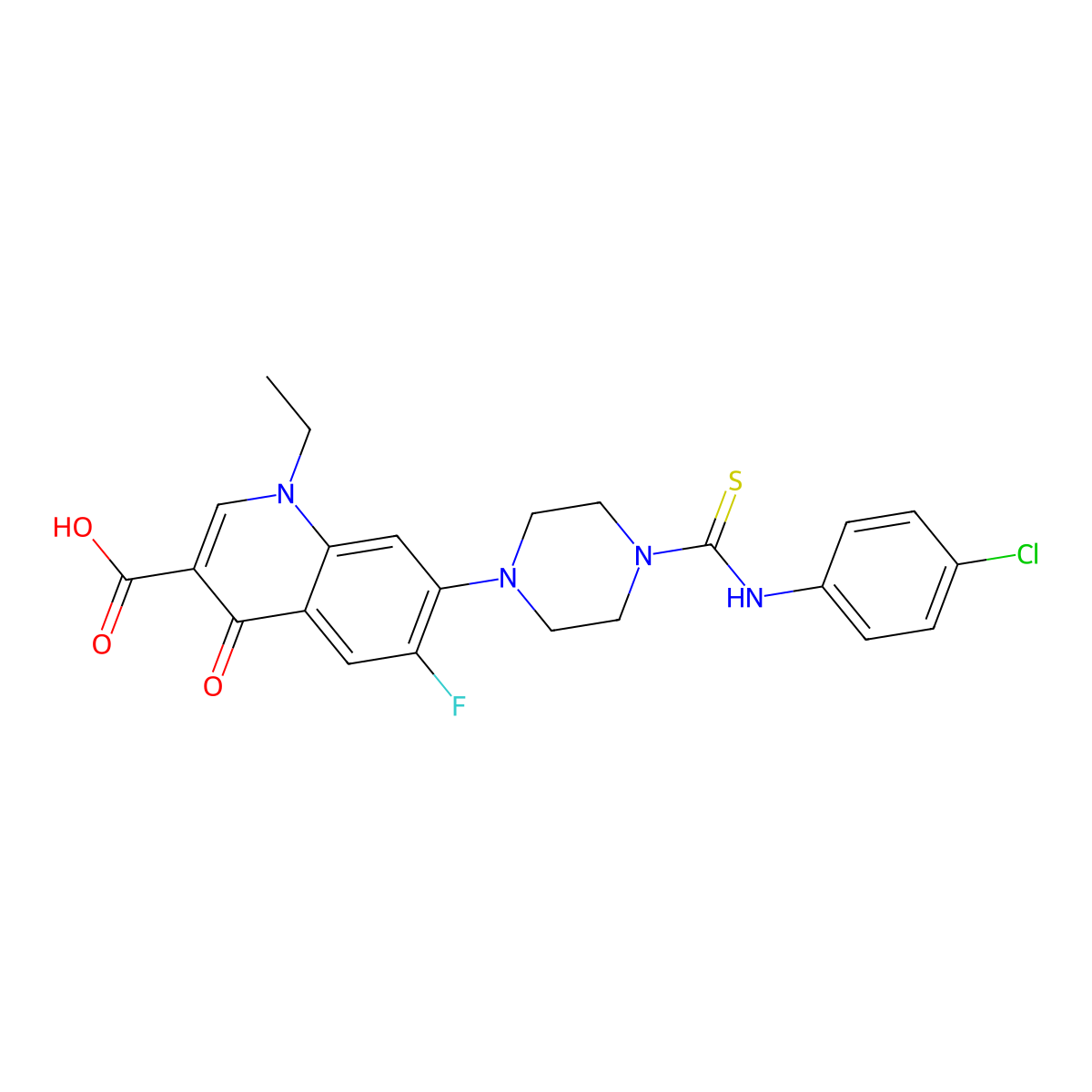 7-{4-[(4-Chlorophenyl)carbamothioyl]piperazin-1-yl}-1-ethyl-6-fluoro-4-oxo-1,4-dihydroquinoline-3-carboxylic acid molecular structure, CAS 708216-02-8