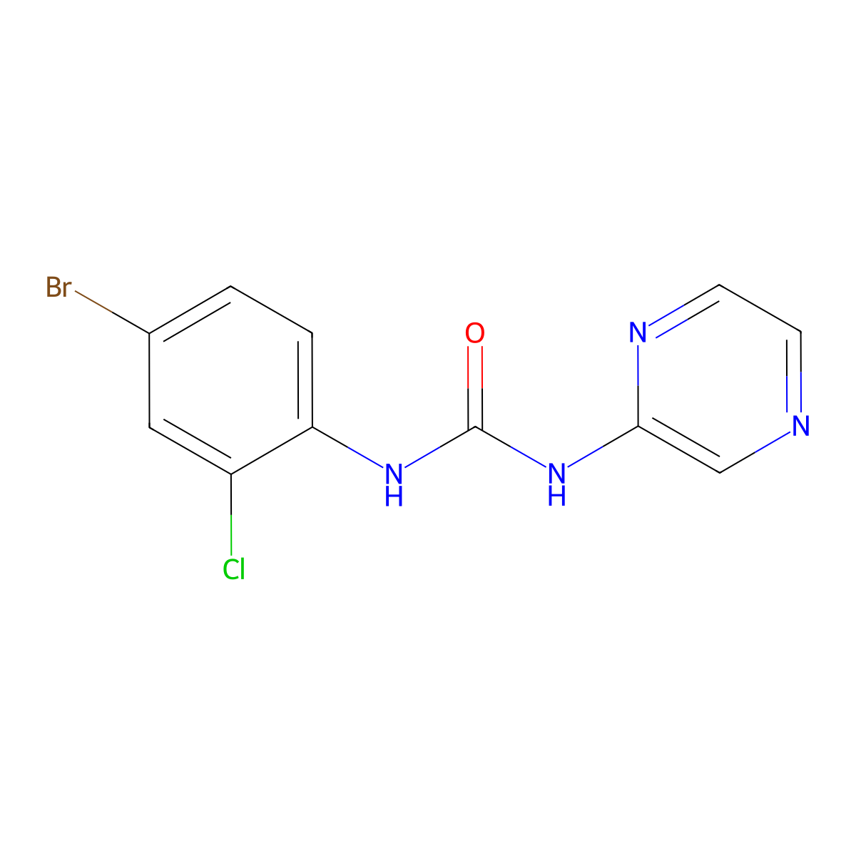 1-(4-Bromo-2-chlorophenyl)-3-pyrazin-2-ylurea molecular structure, CAS 708216-06-2