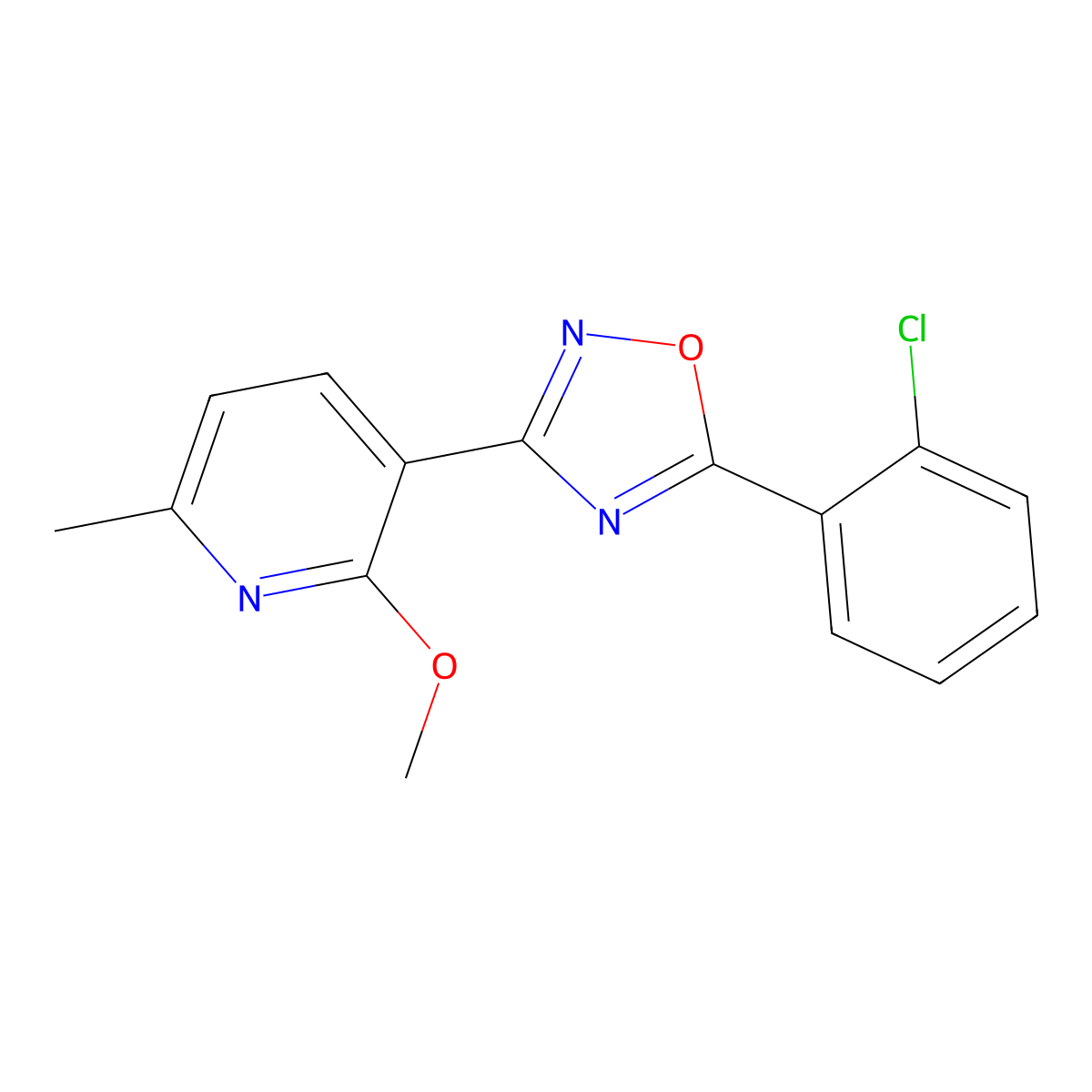3-[5-(2-Chlorophenyl)-1,2,4-oxadiazol-3-yl]-2-methoxy-6-methylpyridine molecular structure, CAS 708216-52-8