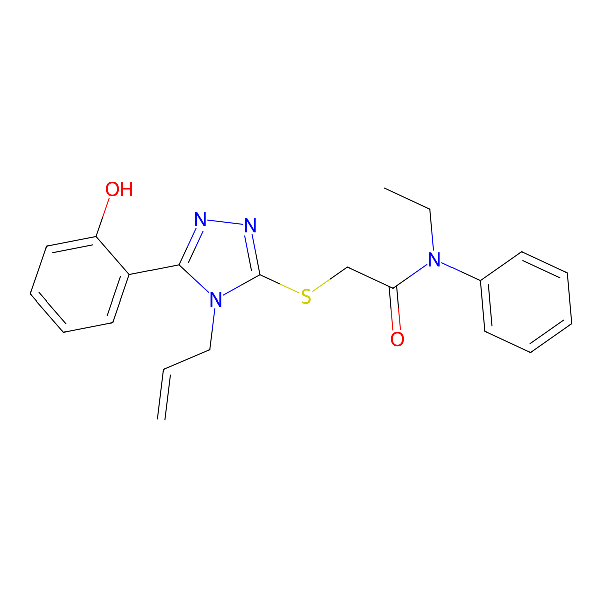 2-((4-allyl-5-(2-hydroxyphenyl)-4H-1,2,4-triazol-3-yl)thio)-N-ethyl-N-phenylacetamide molecular structure, CAS 708216-53-9