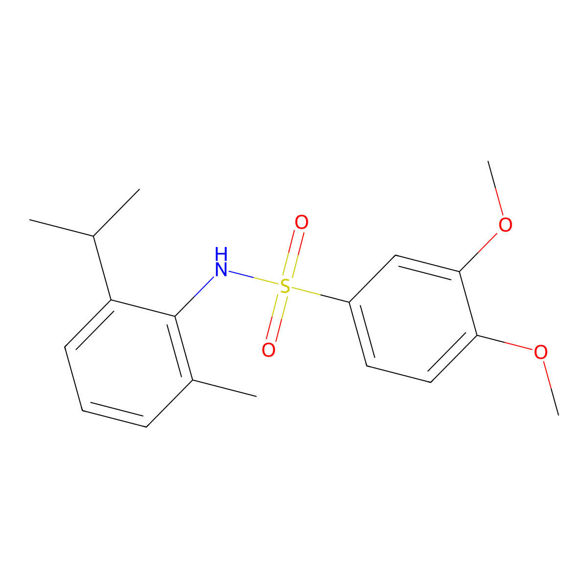 3,4-dimethoxy-N-(2-methyl-6-propan-2-ylphenyl)benzenesulfonamide molecular structure, CAS 708216-76-6
