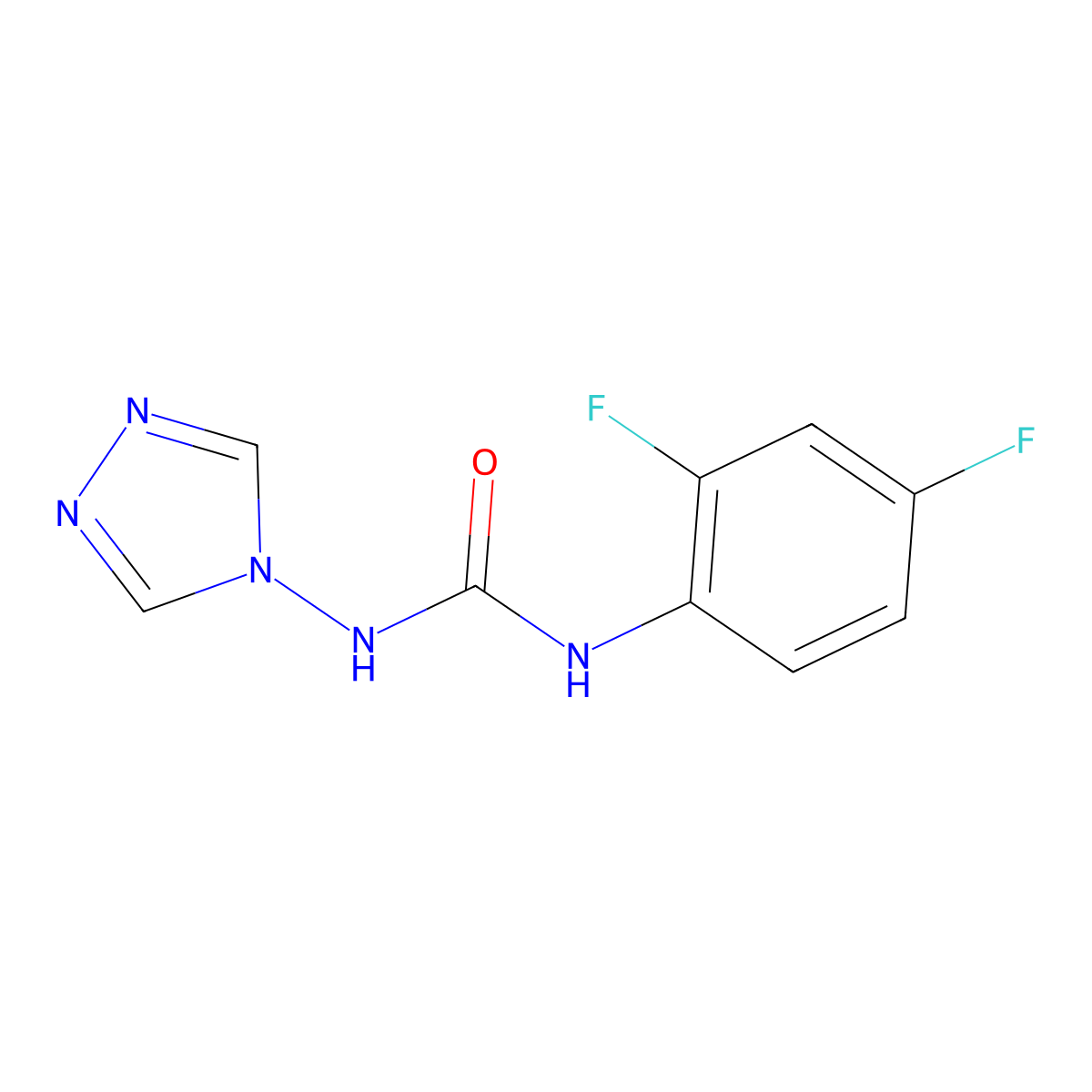 1-(2,4-Difluorophenyl)-3-(1,2,4-triazol-4-yl)urea molecular structure, CAS 708216-82-4