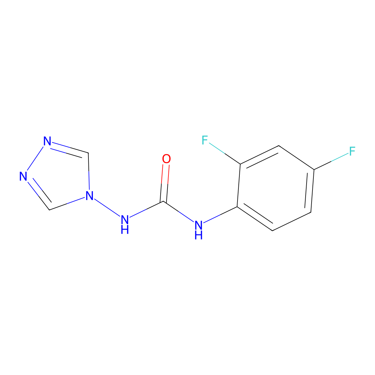 1-(2,4-Difluorophenyl)-3-(1,2,4-triazol-4-yl)urea molecular structure, CAS 708216-82-4