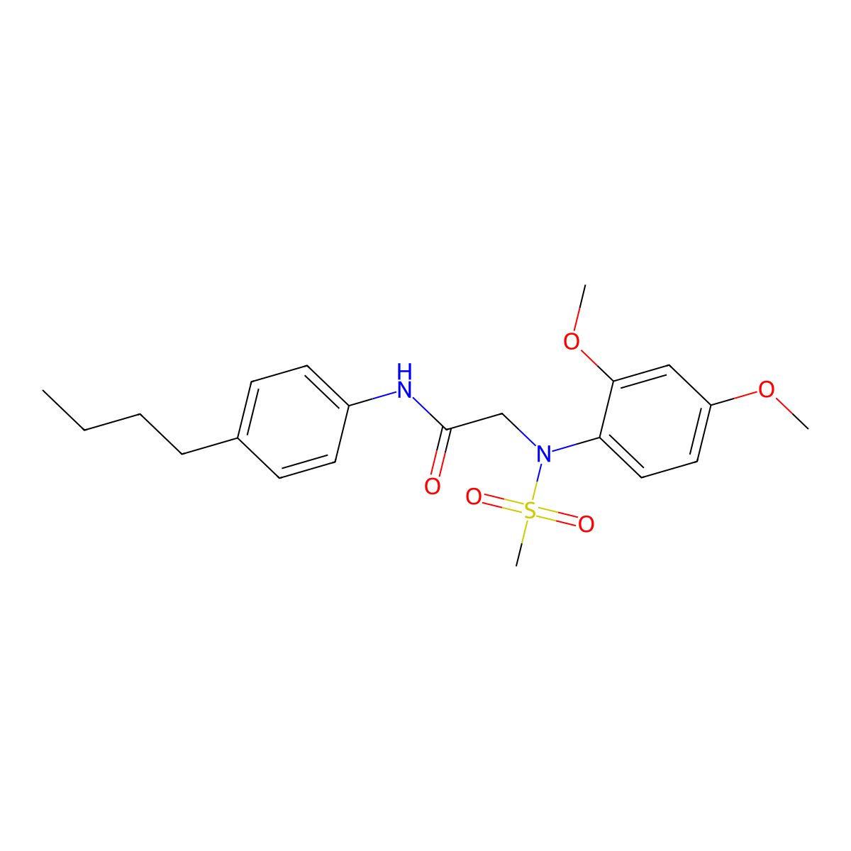 N-(4-butylphenyl)-2-(2,4-dimethoxy-N-methylsulfonylanilino)acetamide molecular structure, CAS 708216-86-8