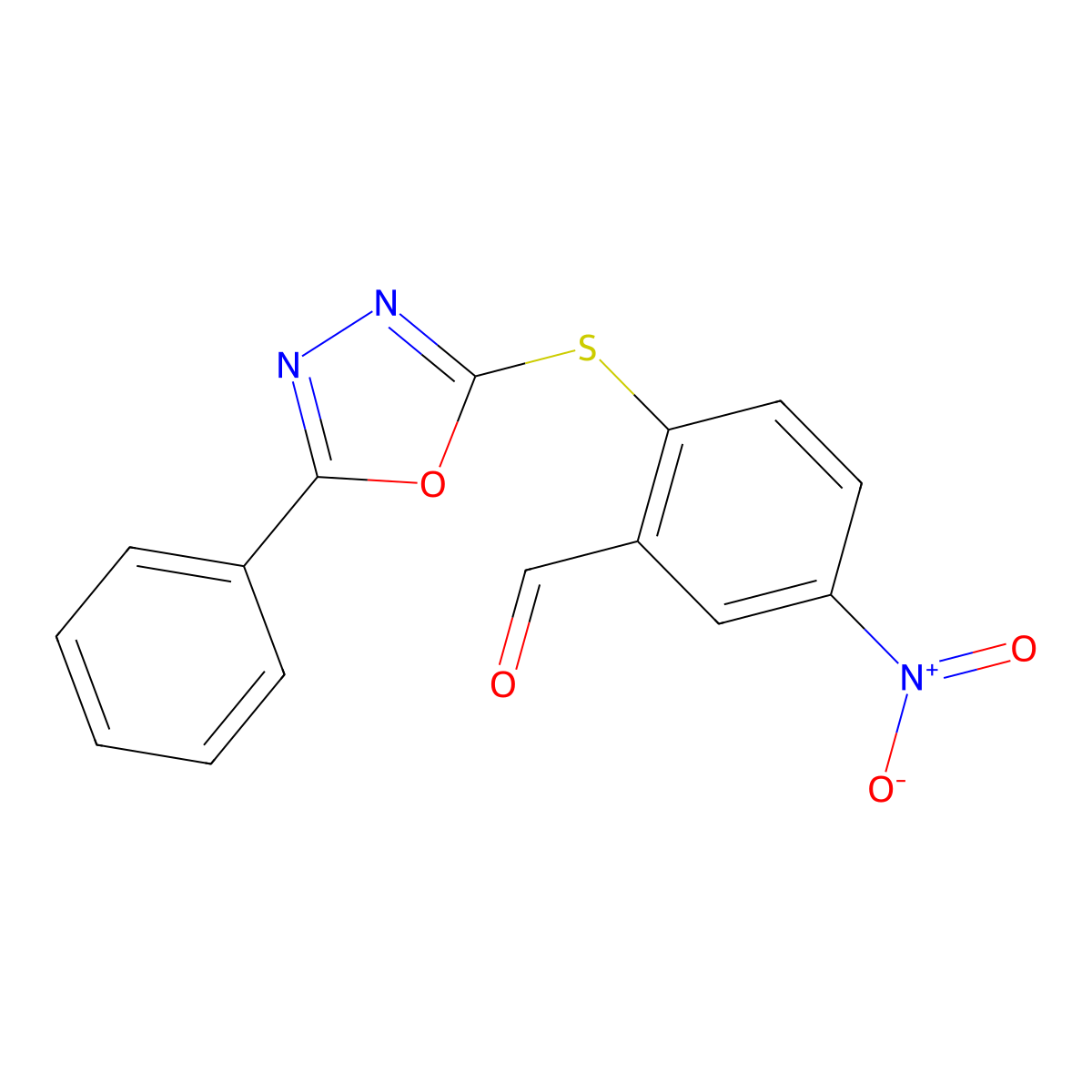 5-Nitro-2-[(5-phenyl-1,3,4-oxadiazol-2-yl)sulfanyl]benzaldehyde molecular structure, CAS 708216-91-5