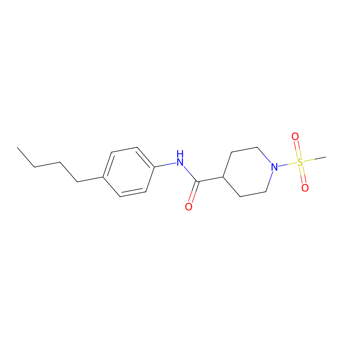 N-(4-butylphenyl)-1-(methylsulfonyl)-4-piperidinecarboxamide molecular structure, CAS 708217-01-0