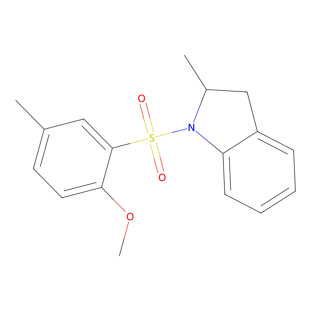 1-[(2-Methoxy-5-methylphenyl)sulfonyl]-2-methylindoline molecular structure, CAS 708217-15-6