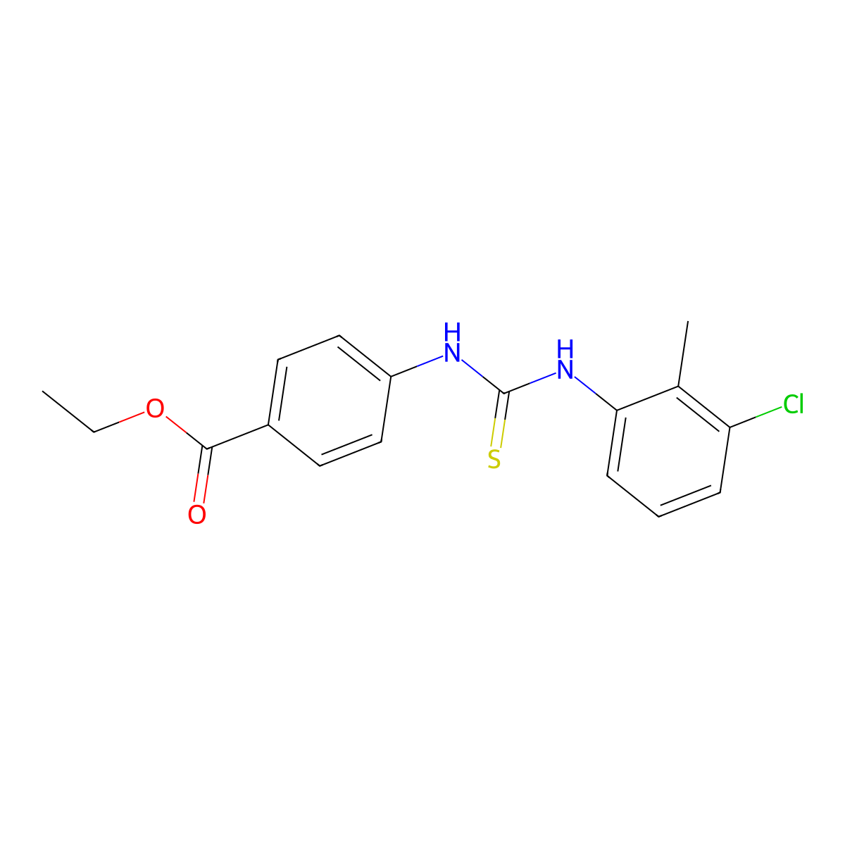 Ethyl 4-{[(3-chloro-2-methylphenyl)carbamothioyl]amino}benzoate molecular structure, CAS 708217-21-4