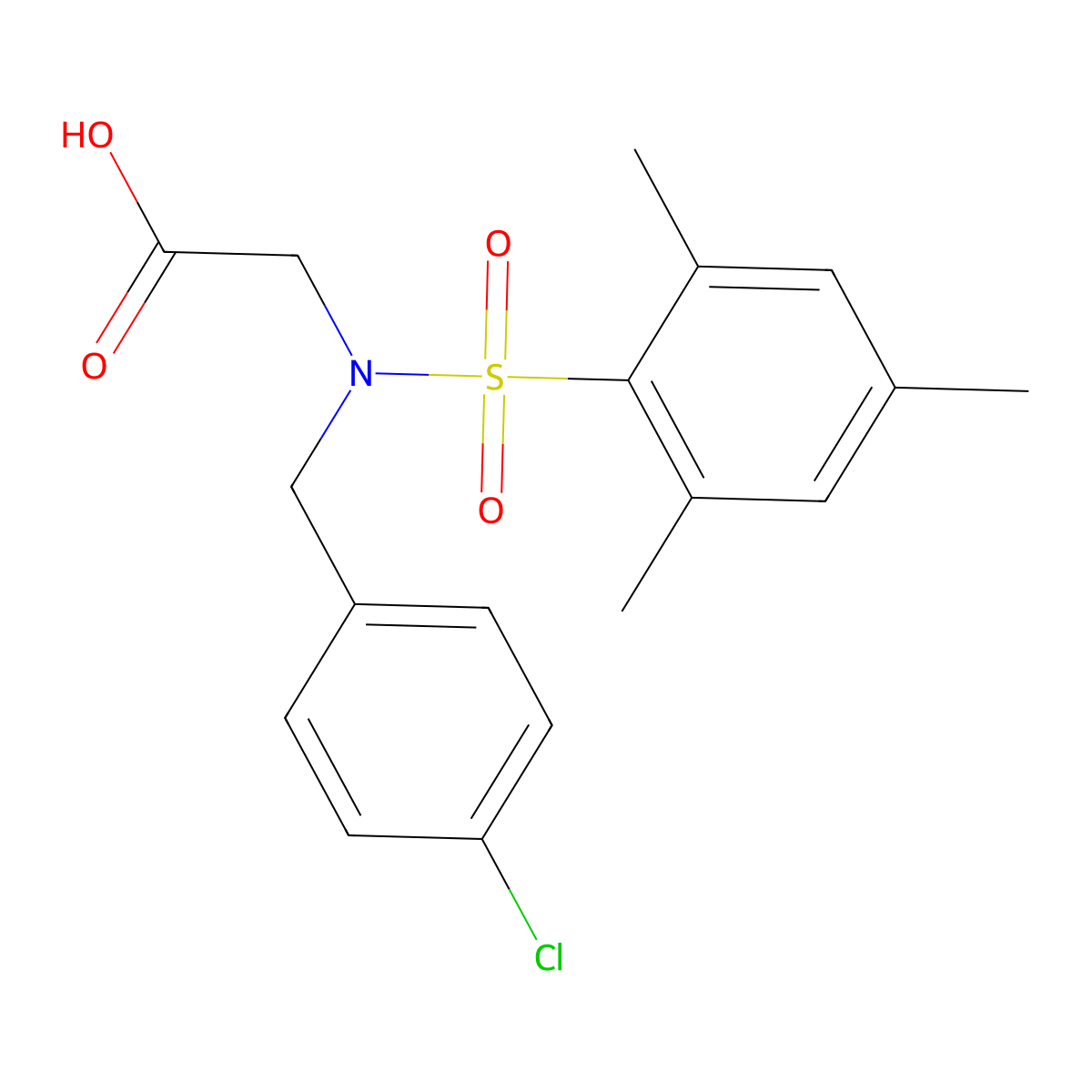 N-(4-chlorobenzyl)-N-[(2,4,6-trimethylphenyl)sulfonyl]glycine molecular structure, CAS 708217-37-2