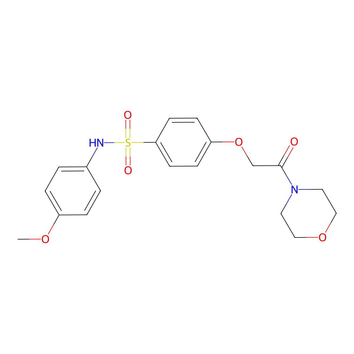 N-(4-methoxyphenyl)-4-(2-morpholin-4-yl-2-oxoethoxy)benzenesulfonamide molecular structure, CAS 708217-38-3