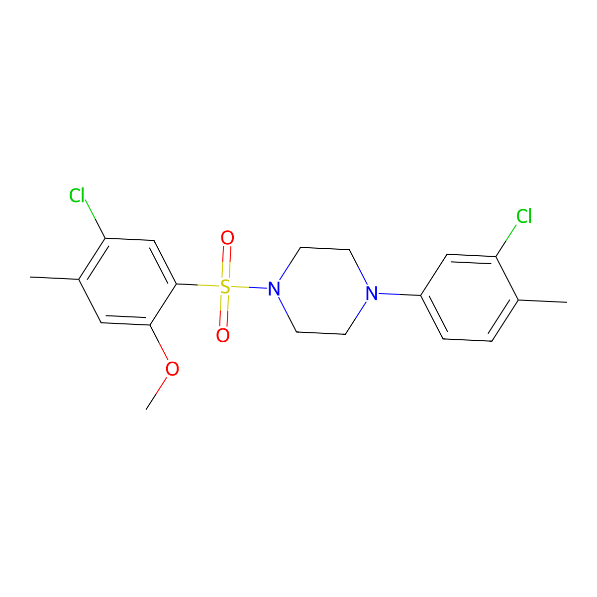 1-(5-Chloro-2-methoxy-4-methylbenzenesulfonyl)-4-(3-chloro-4-methylphenyl)piperazine molecular structure, CAS 708217-47-4