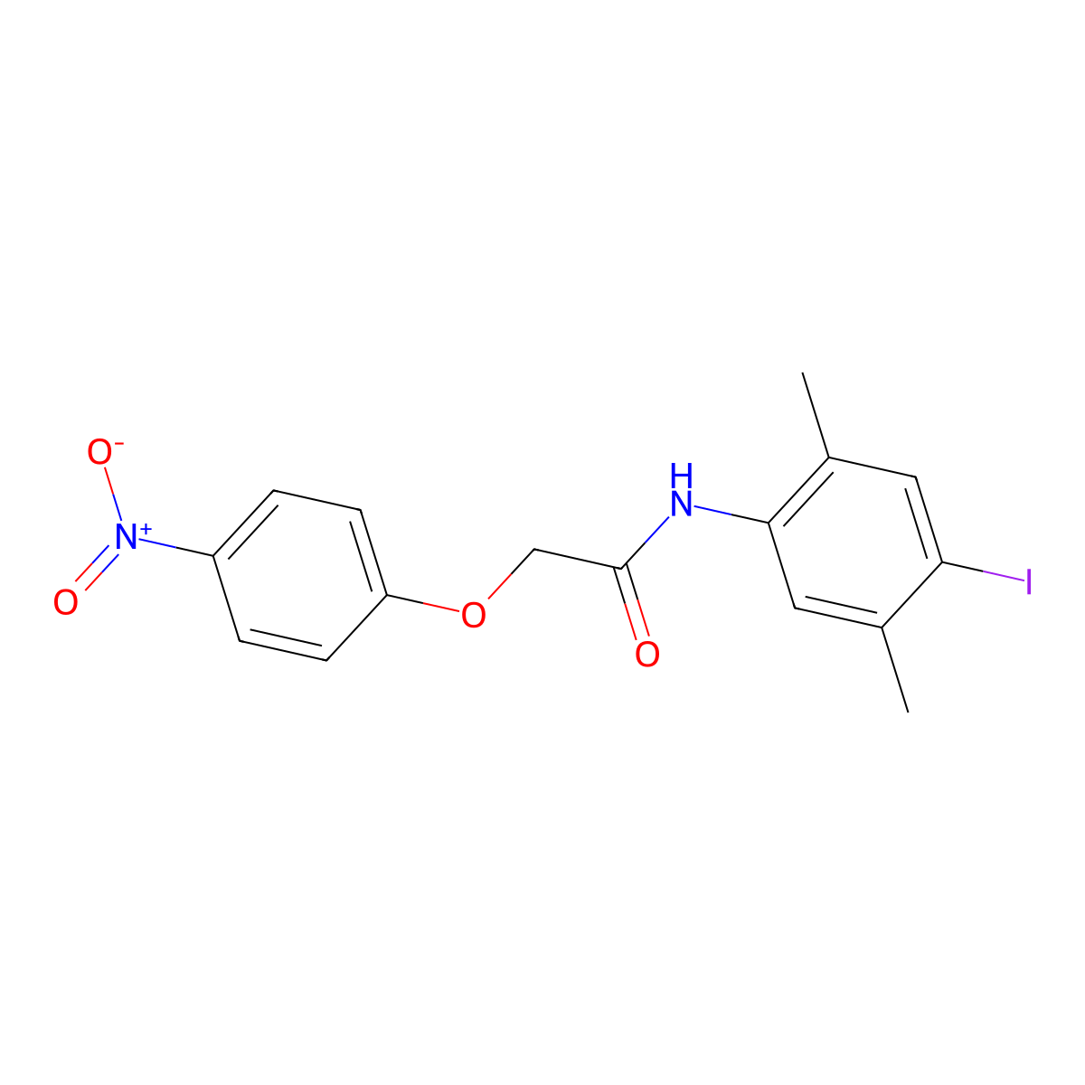 N-(4-iodo-2,5-dimethylphenyl)-2-(4-nitrophenoxy)acetamide molecular structure, CAS 708217-49-6