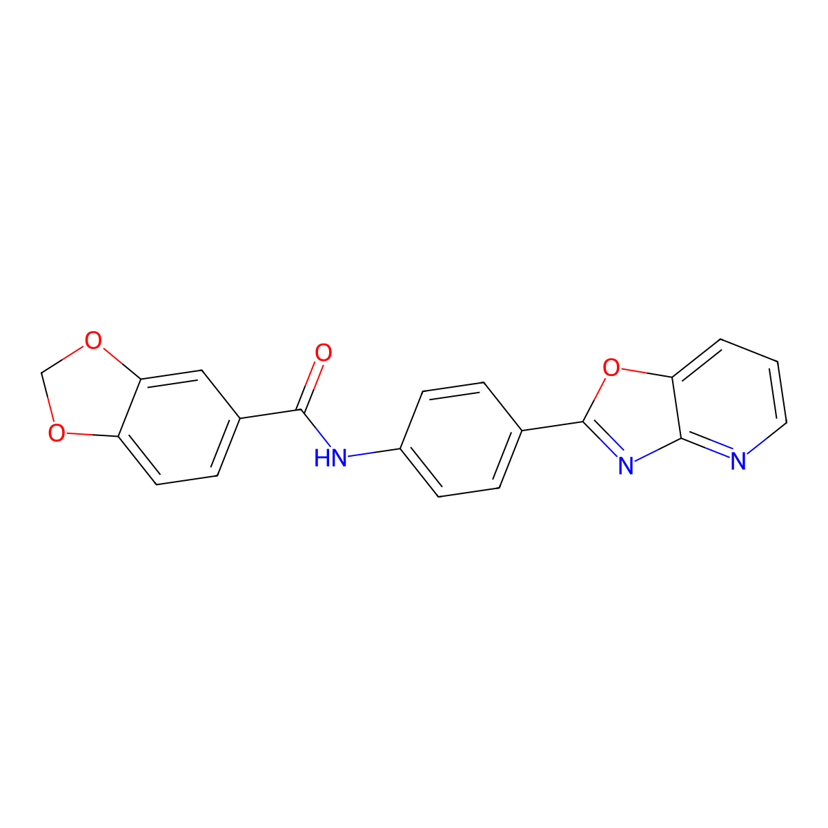 N-[4-([1,3]oxazolo[4,5-b]pyridin-2-yl)phenyl]-1,3-benzodioxole-5-carboxamide molecular structure, CAS 708217-56-5