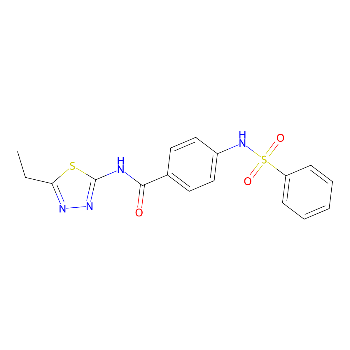4-(benzenesulfonamido)-N-(5-ethyl-1,3,4-thiadiazol-2-yl)benzamide molecular structure, CAS 708217-67-8