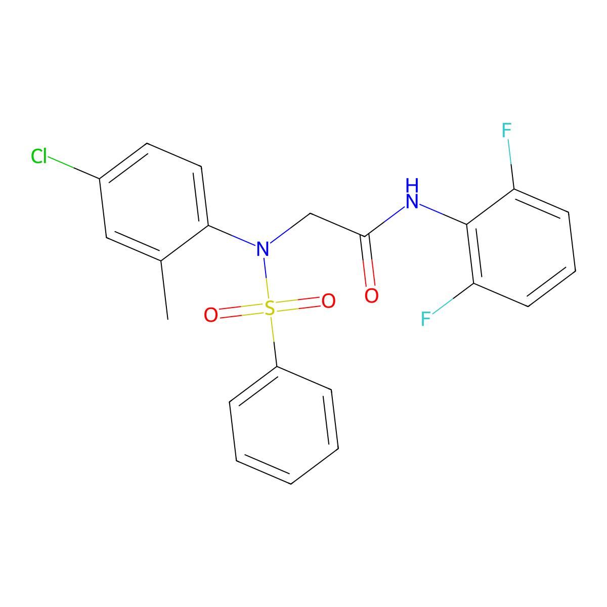 2-[N-(benzenesulfonyl)-4-chloro-2-methylanilino]-N-(2,6-difluorophenyl)acetamide molecular structure, CAS 708217-71-4