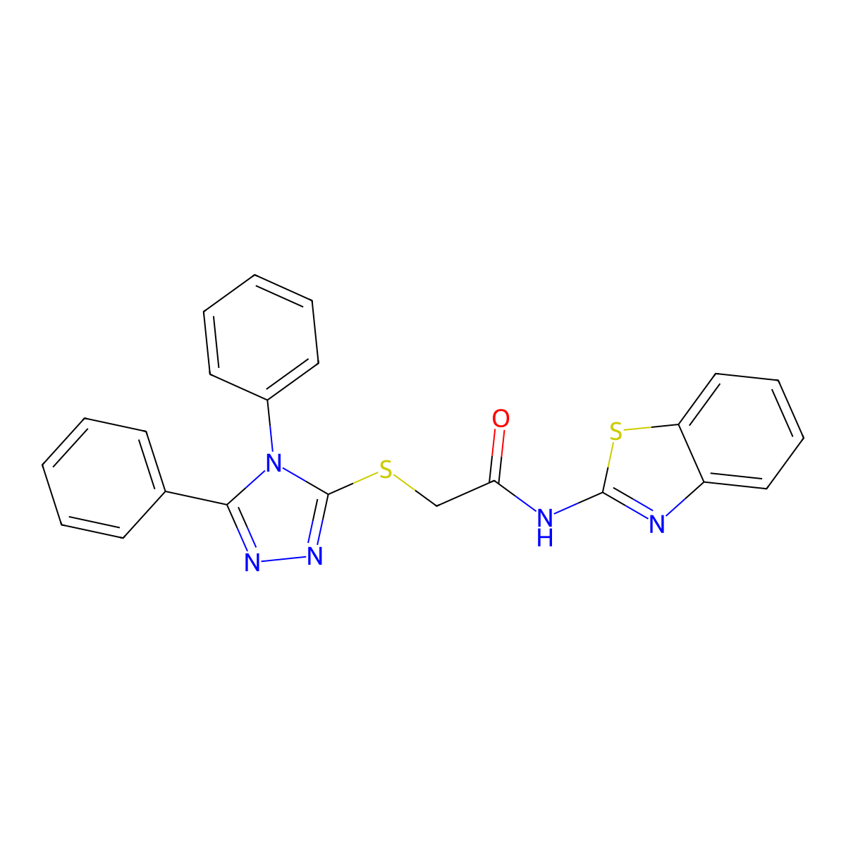 N-(1,3-benzothiazol-2-yl)-2-[(4,5-diphenyl-1,2,4-triazol-3-yl)sulfanyl]acetamide molecular structure, CAS 708217-74-7