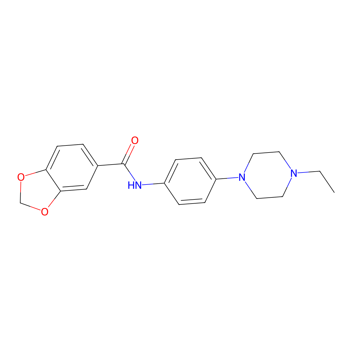 N-[4-(4-ethylpiperazin-1-yl)phenyl]-1,3-benzodioxole-5-carboxamide molecular structure, CAS 708218-01-3