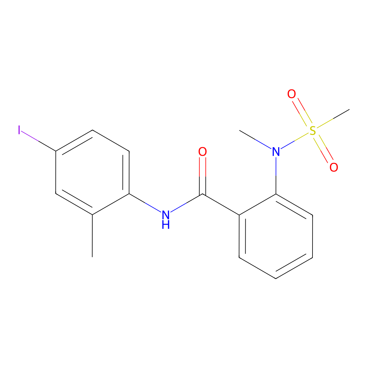 N-(4-iodo-2-methylphenyl)-2-[methyl(methylsulfonyl)amino]benzamide molecular structure, CAS 708218-03-5