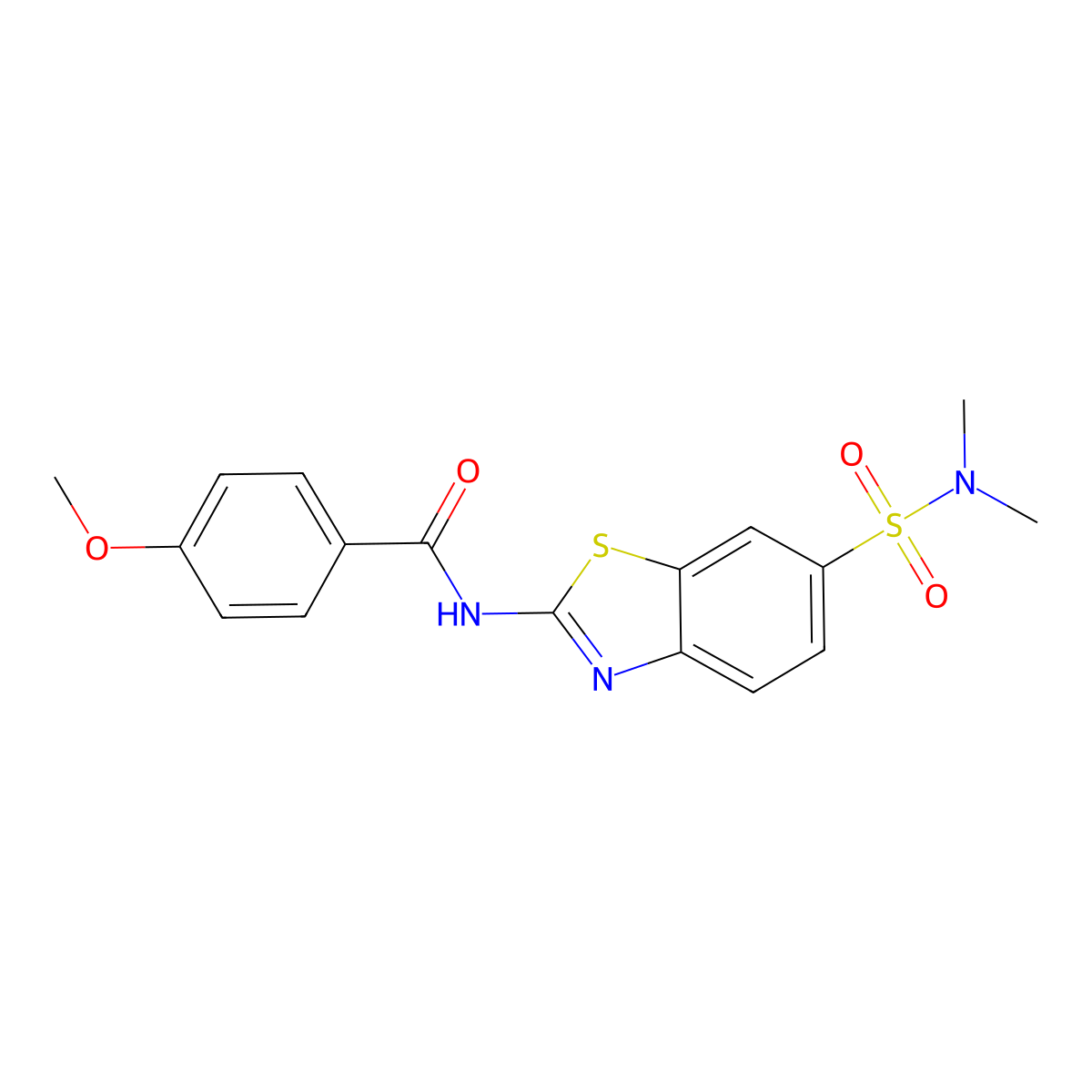 N-[6-(dimethylsulfamoyl)-1,3-benzothiazol-2-yl]-4-methoxybenzamide molecular structure, CAS 708218-06-8