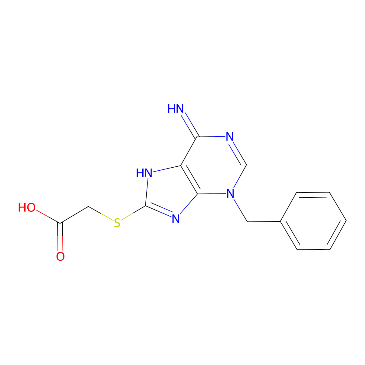 2-(6-Amino-3-benzylpurin-8-yl)sulfanylacetic acid molecular structure, CAS 708218-22-8