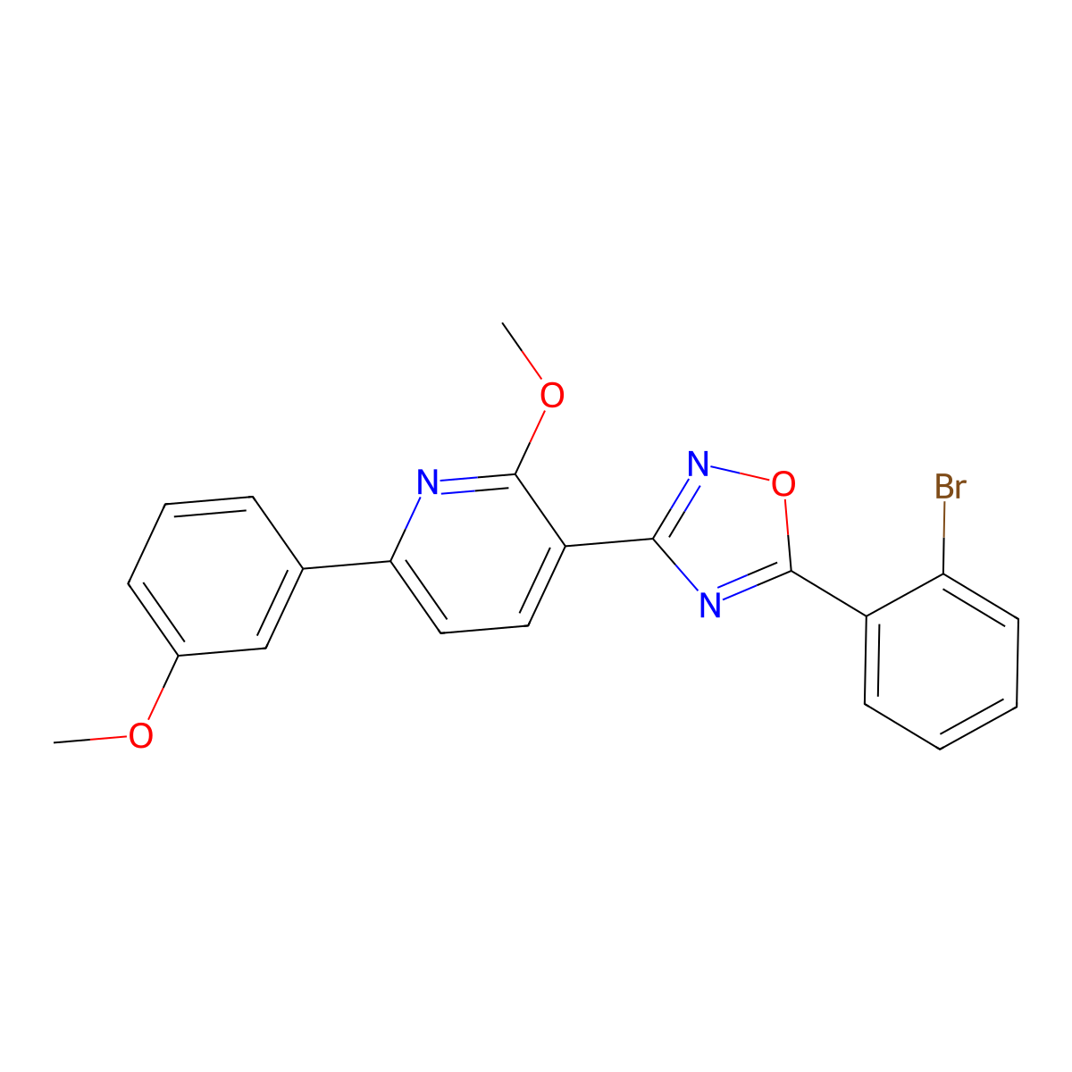 3-[5-(2-Bromophenyl)-1,2,4-oxadiazol-3-yl]-2-methoxy-6-(3-methoxyphenyl)pyridine molecular structure, CAS 708218-52-4