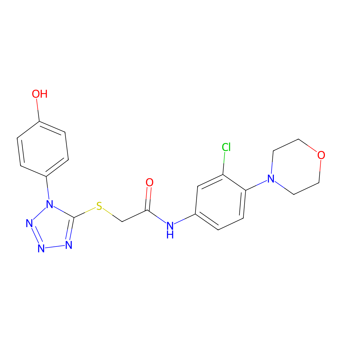 N-(3-chloro-4-morpholin-4-ylphenyl)-2-[1-(4-hydroxyphenyl)tetrazol-5-yl]sulfanylacetamide molecular structure, CAS 708218-58-0