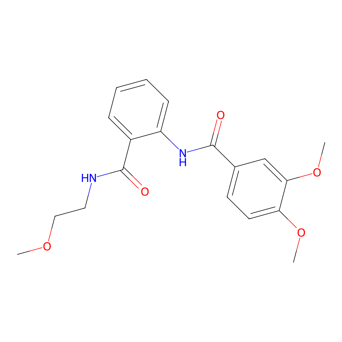 3,4-dimethoxy-N-[2-(2-methoxyethylcarbamoyl)phenyl]benzamide molecular structure, CAS 708218-59-1